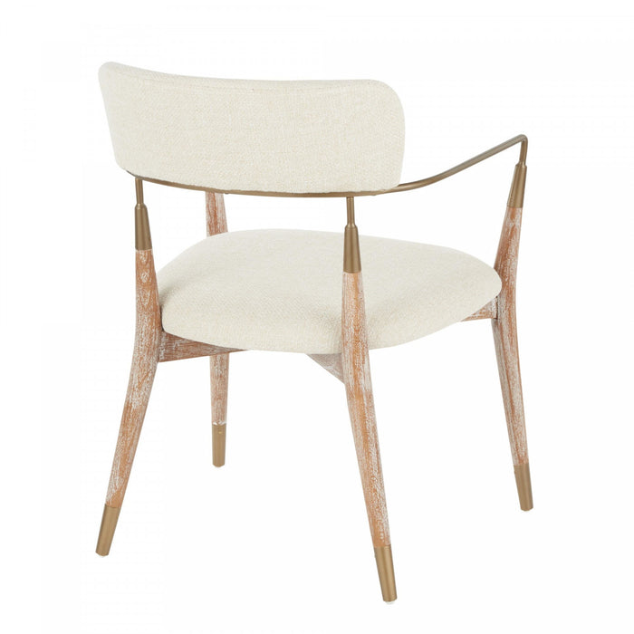 Chaise de salle à manger contemporaine Savannah en tissu crème - ensemble de 2
