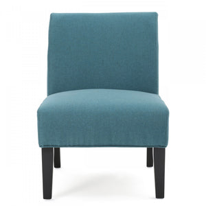 Fauteuil D’appoint Oliver En Tissu aspect lin Avec Pieds En Bois Caoutchouc - Bleu Sarcelle