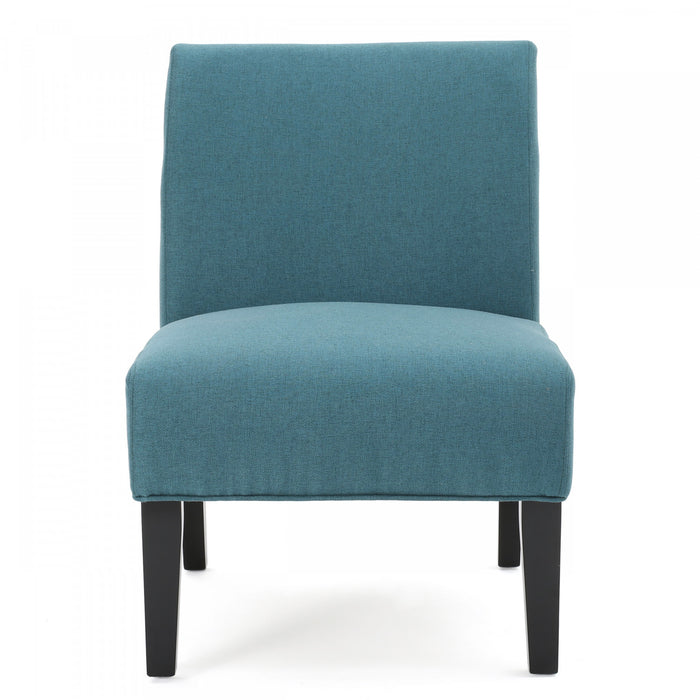 Fauteuil D’appoint Oliver En Tissu aspect lin Avec Pieds En Bois Caoutchouc - Bleu Sarcelle