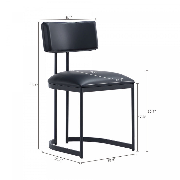 Chaise laterale contemporaine moderne Juno en cuir vegetalien et metal noir - Lot de 2