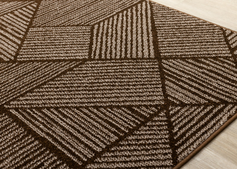 Tapis Covington brun taupe a rayures geometriques, 6'7\" x 9'10\"