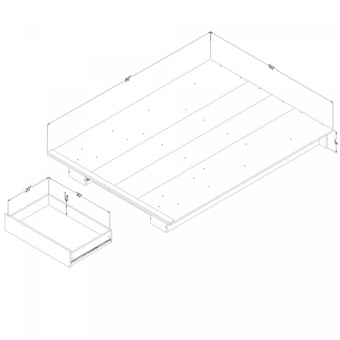 Holland Lit plateforme avec tiroir Noyer naturel, de Meubles South Shore