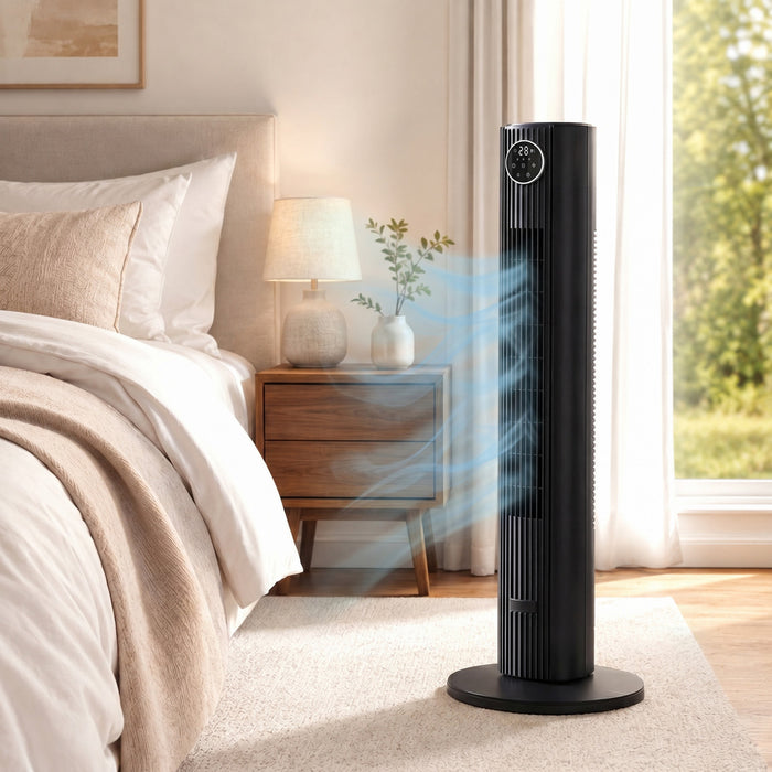 HOMCOM Ventilateur Colonne 28 dB pour Chambre, 26 ft/s Debit d'Air Puissant, Noir