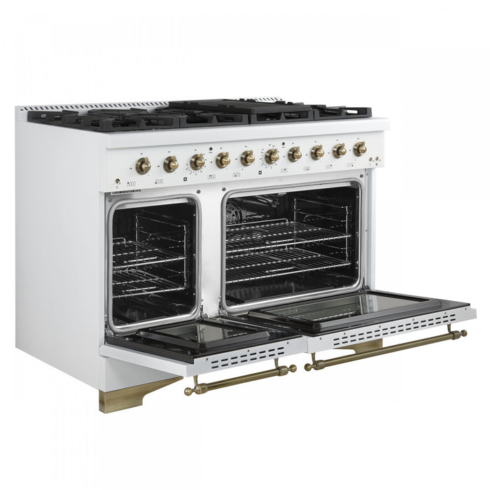 Cuisiniere a gaz Antico de 48\",blanc, avec double four – FFSGS6219-48BLK