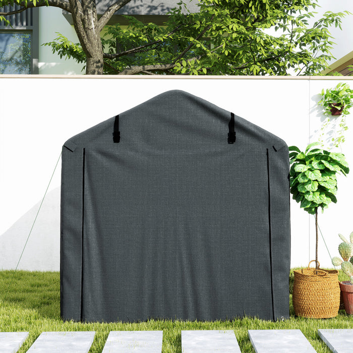 Outsunny Abri Exterieur, Tente De Moto Avec Porte Enroulable, Gris Fonce