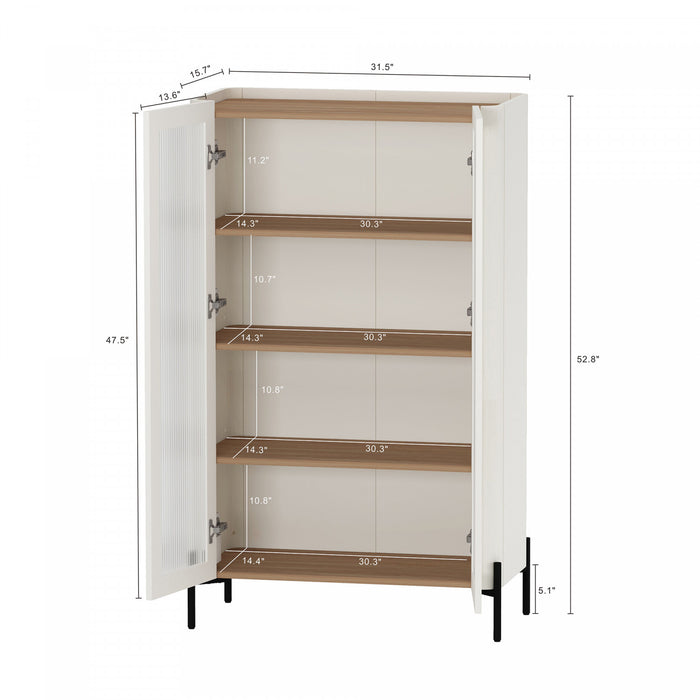 Armoires de rangement modernes Abbey 2 pieces en erable et blanc casse