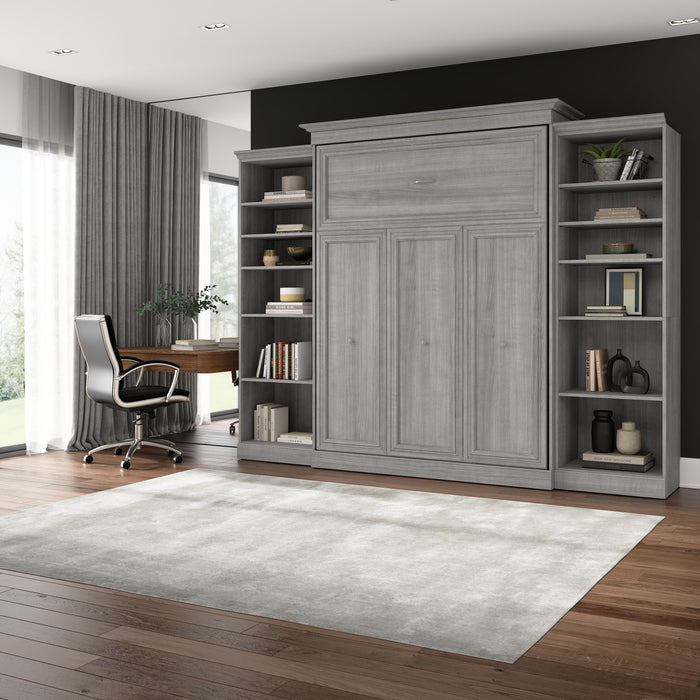 Grand lit escamotable Versatile de Bestar de 115 po (L) avec 2 organisateurs de garde-robe - gris platine