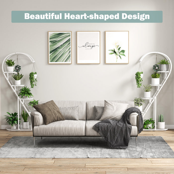 Costway 5 Etagere En Forme De Cœur Avec Crochet Suspendu Pour Plusieurs Plantes Blanc