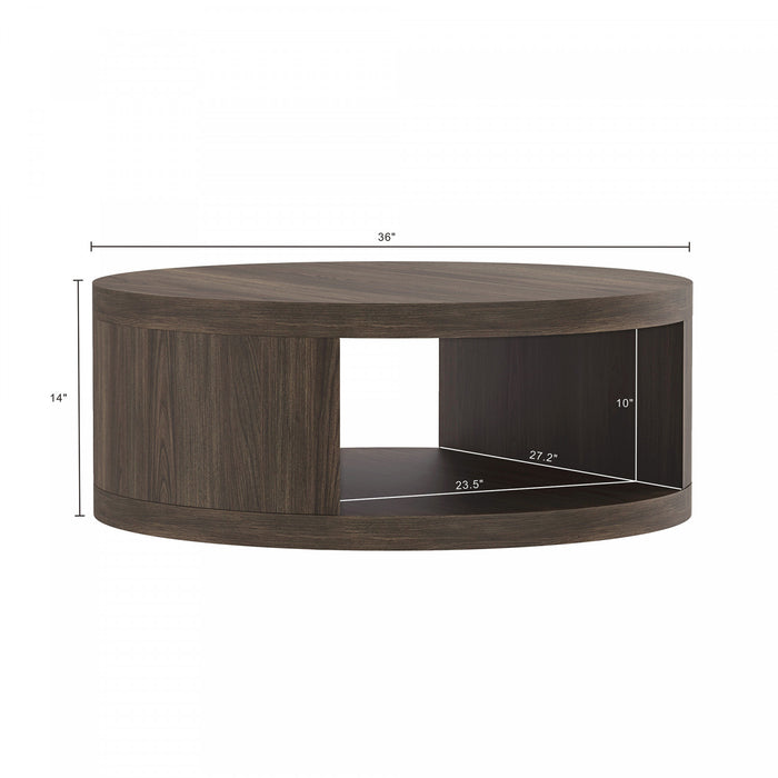 Table basse ronde contemporaine Alure 36\" en noyer