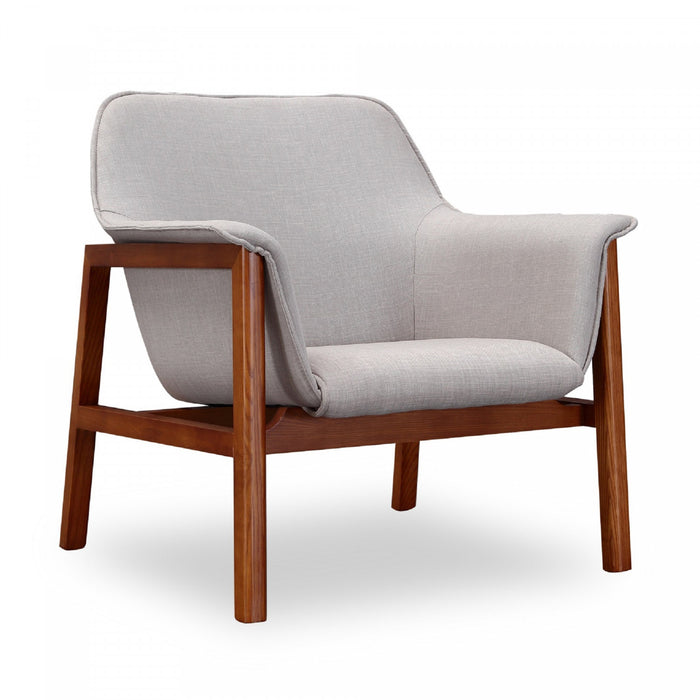 Fauteuil d’appoint Miller style milieu du siecle en tissu lin gris – Lot de 2