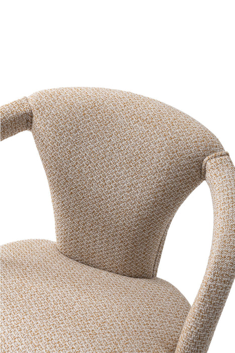 Fauteuil Palmer style milieu du siecle moderne en tweed dore - Lot de 2
