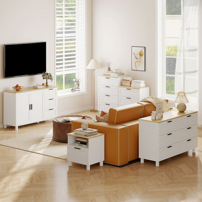HOMCOM Buffet 47\" avec Portes a Fermeture Douce, Buffet Moderne, Blanc