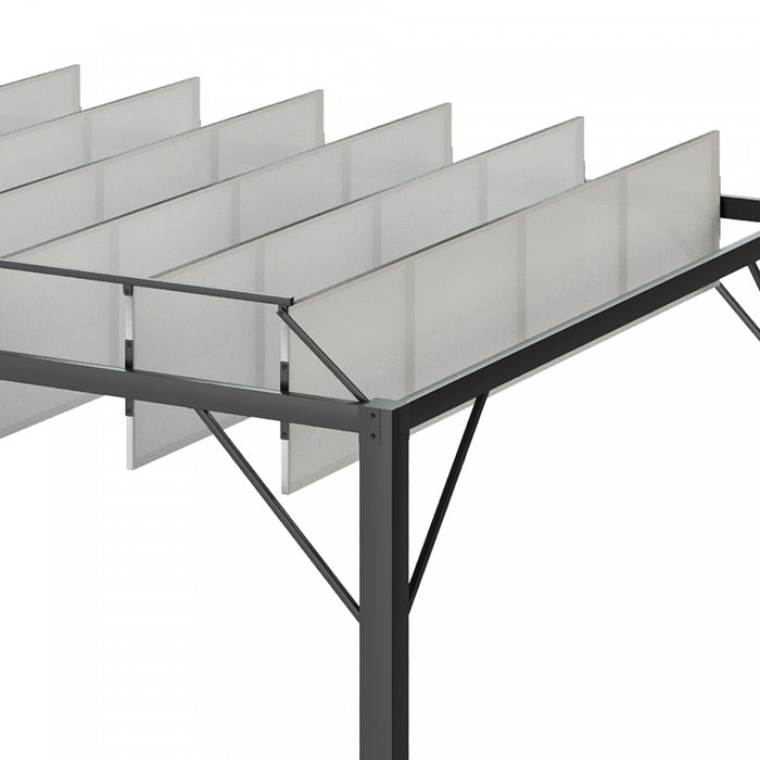 Outsunny Pergola Exterieure A Persiennes 9.5' X 8' En Aluminium Avec Toit En Maille Respirante Reglable, Blanc
