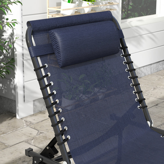 Outsunny 2 Chaises Longues Pliantes, Chaises Longues, Bleu Fonce