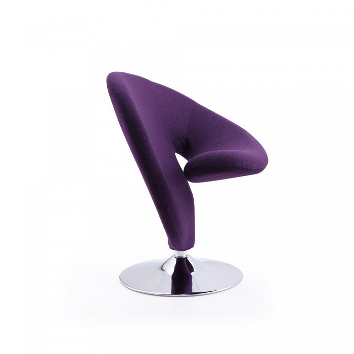 Fauteuil lounge pivotant moderne en laine melangee Curl, violet - Lot de 2