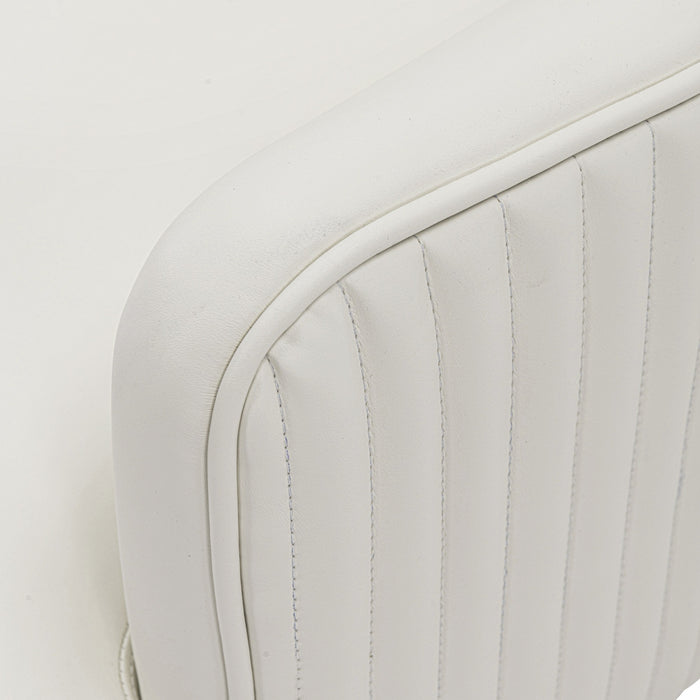 Chaise de salle a manger moderne Raya en bois et cuir vegetalien ivoire - Lot de 2