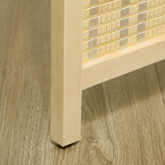 Homcom Ecrans De Separation De Piece 6' 4 Anneaux Avec Bambou Tisse