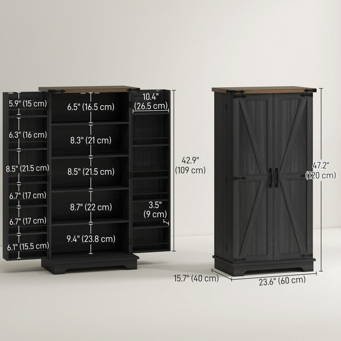 HOMCOM Armoire de cuisine avec etageres reglables, noir