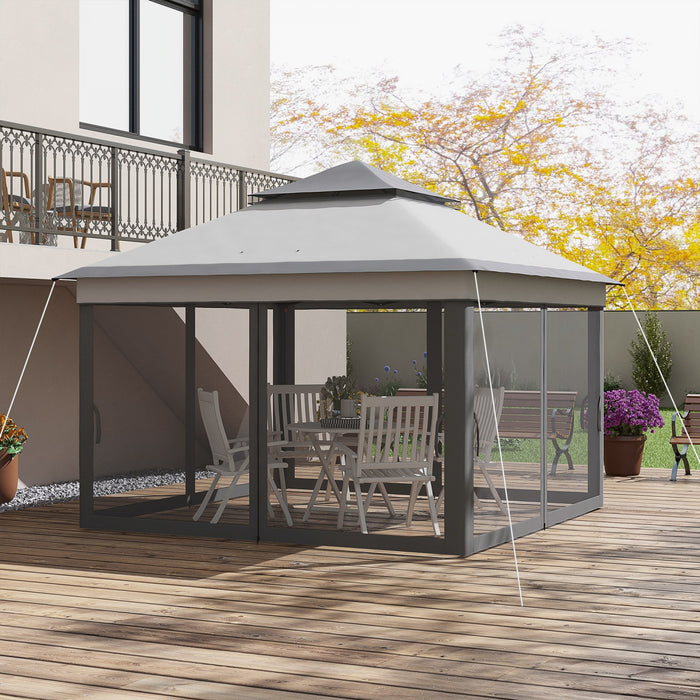 Outsunny Tonnelle Escamotable Avec Couverture De Toit Uv30+, Gris Clair