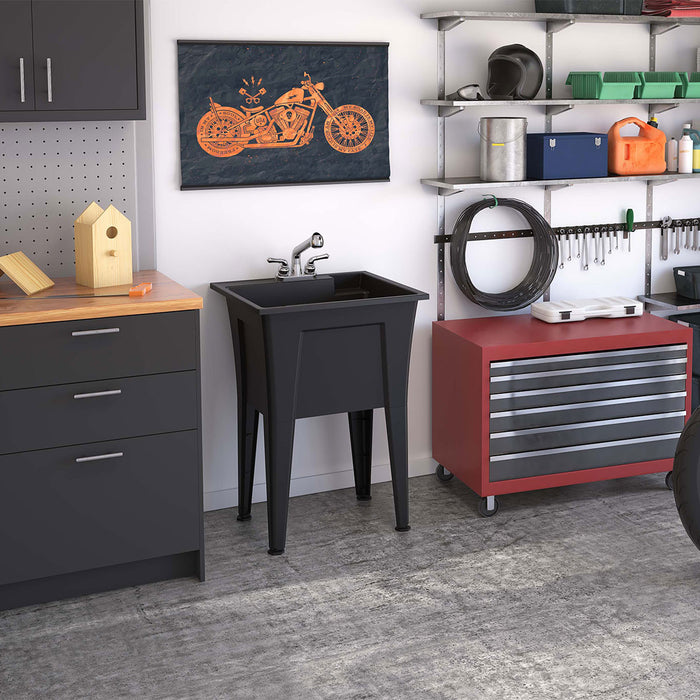 Armoire d’appoint Palary avec cuve pour la buanderie - noire