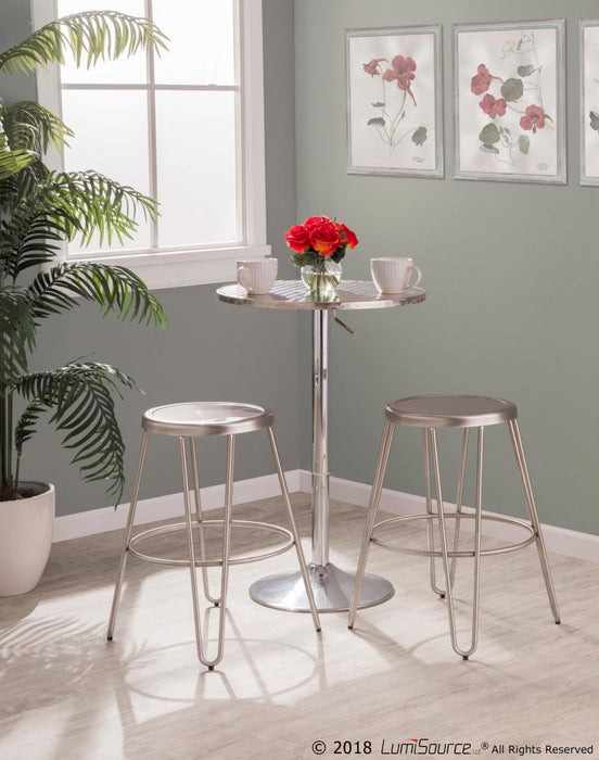 Table Bistro ronde réglable et contemporaine pour bar ou salle à manger - argentée