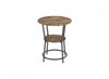 Table de bout avec 1 tablette - dessus en bois recyclé brun avec métal noir
