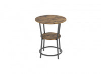  Table de bout avec 1 tablette - dessus en bois recyclé brun avec métal noir