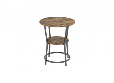 End Table With 1 Shelf - Brown Reclaimed Wood Top With Black Metal | Table de bout avec 1 tablette - dessus en bois recyclé brun avec métal noir