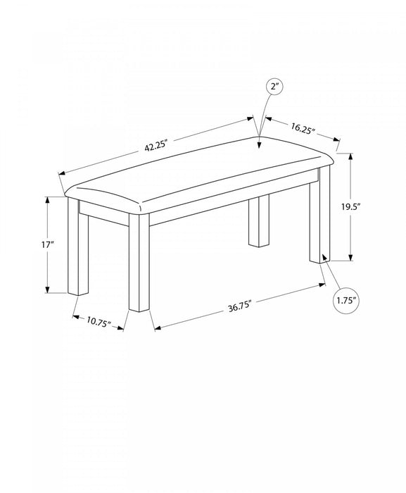 Banc rectangulaire rembourré brun en bois de style transitionnel pour la salle à manger, la cuisine et l’entrée