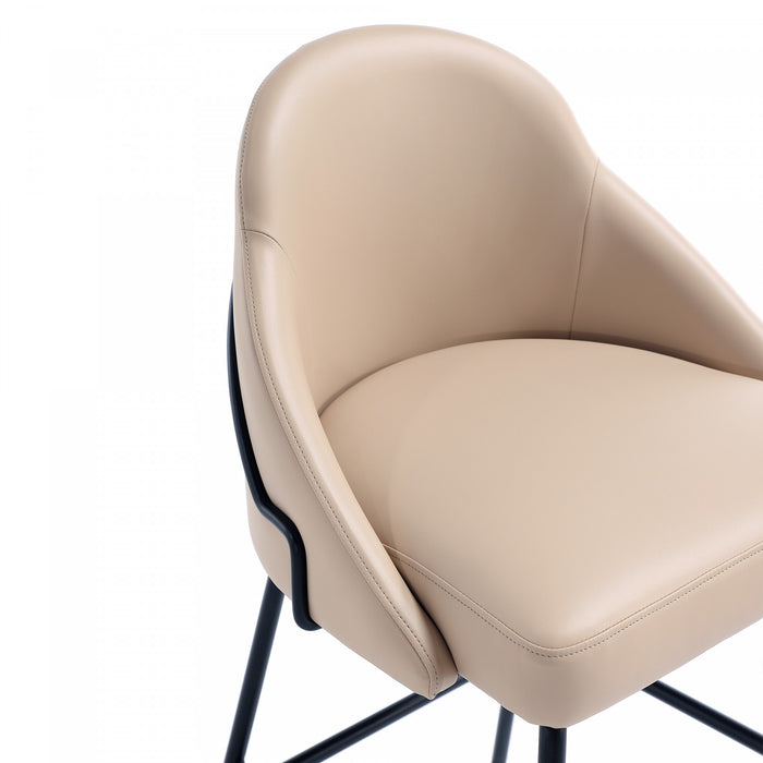 Tabouret de bar moderne en metal et tissu Gracie, coloris beige et noir - Lot de 2