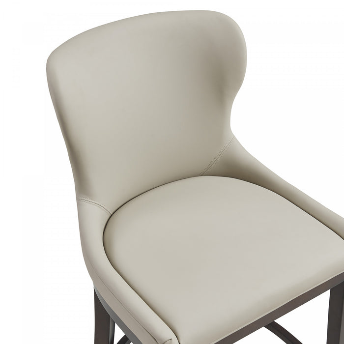 Tabouret de bar Blair moderne en bois avec revetement en tissu couleur pierre - Lot de 3