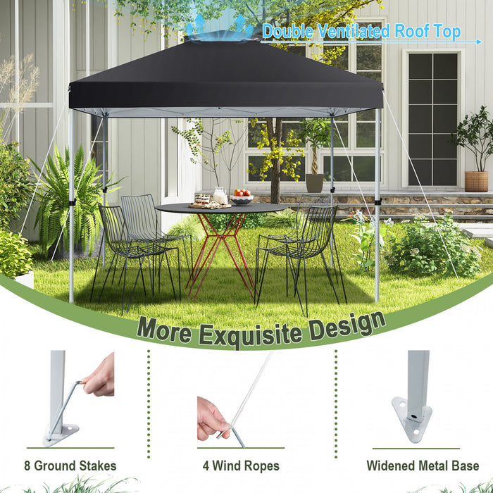 2-tier 10’ X 10’ Pop-up Canopy Tente Gazebo Instantane Sac De Transport Reglable Avec Roue