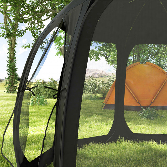 Outsunny Tente Moustiquaire , Tonnelle Escamotable Avec 2 Portes, Noir
