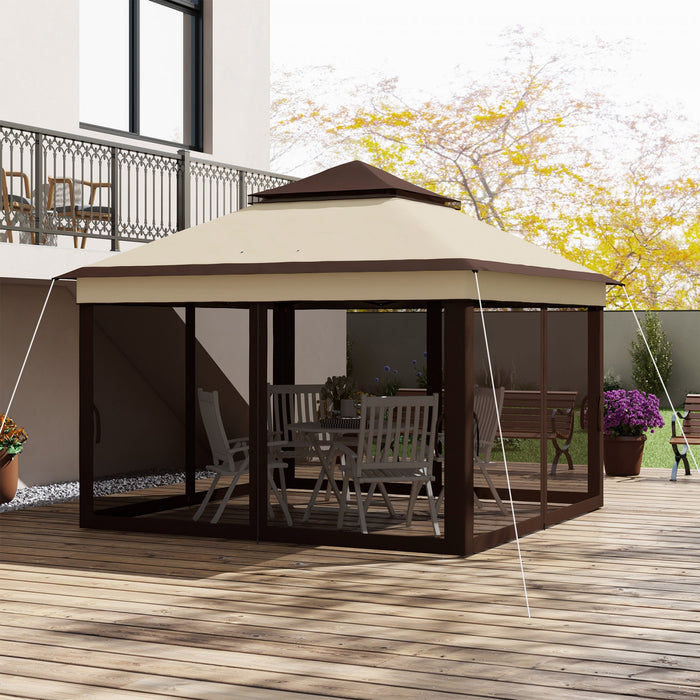 Outsunny Tonnelle Escamotable Avec Couverture De Toit Uv30+, Beige
