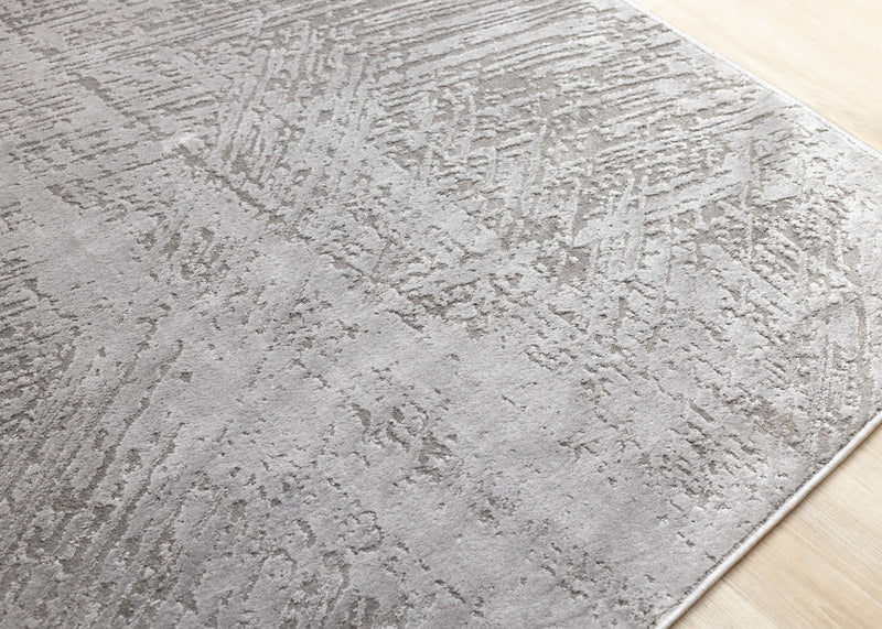 Tapis Hudson aux coups de pinceau vieillis gris creme, 5'3\" x 7'7\"