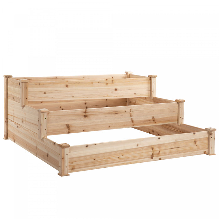 Outsunny Potager Carre En Bois Jardiniere Sur Pieds 3 Etages Bois Massif De Sapin