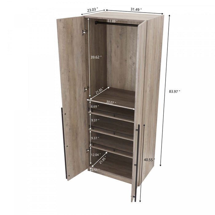 Armoire-penderie moderne Lee 2 pieces en gris rustique