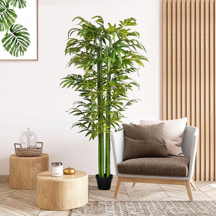 HOMCOM Arbre bambou artificiel en pot 6pi pour interieur et exterieur, vert