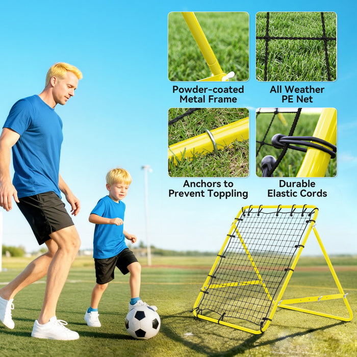 HOMCOM Filet de rebond pour entrainement au football Cible de rebond, Jaune