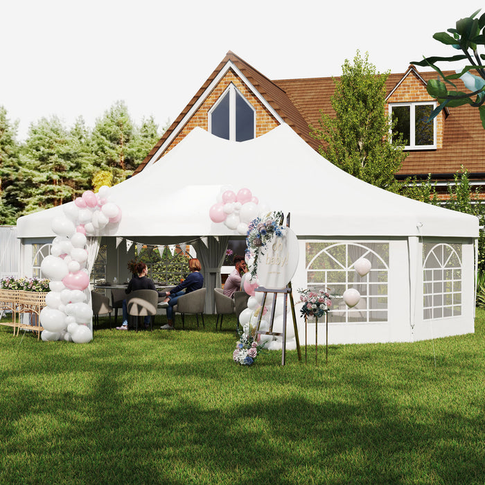 Outsunny Tente Decagonale Haut Pic 8,9 x 6,5 m pour Mariages, Fetes et Evenements