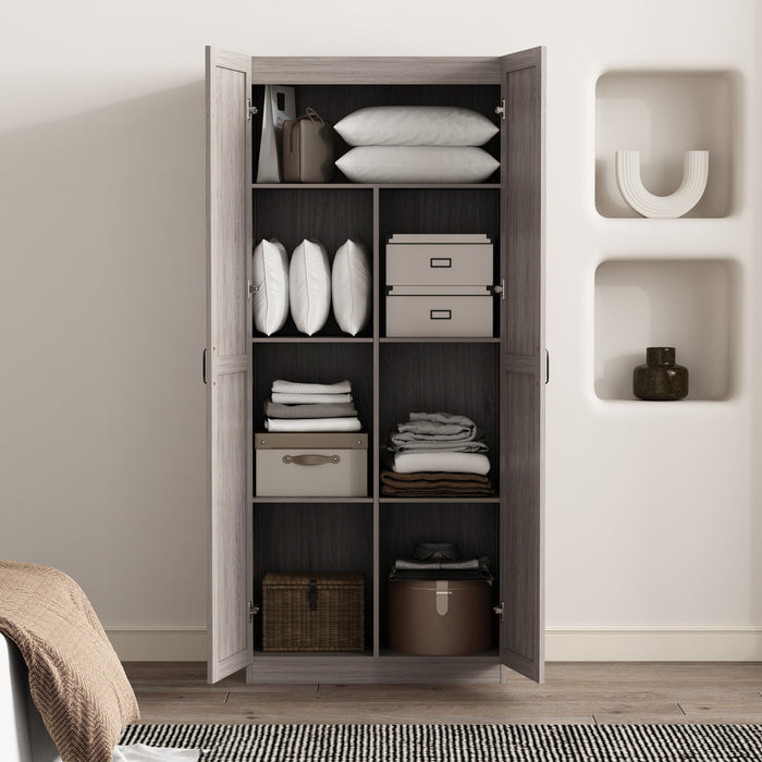 Armoire de rangement moderne Cornelia 30\" en gris (7 etageres)