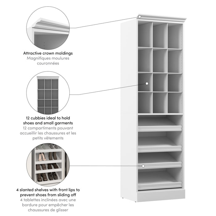 Organisateur de garde-robe pour chaussures Versatile de Bestar de 25 po (L) - blanc