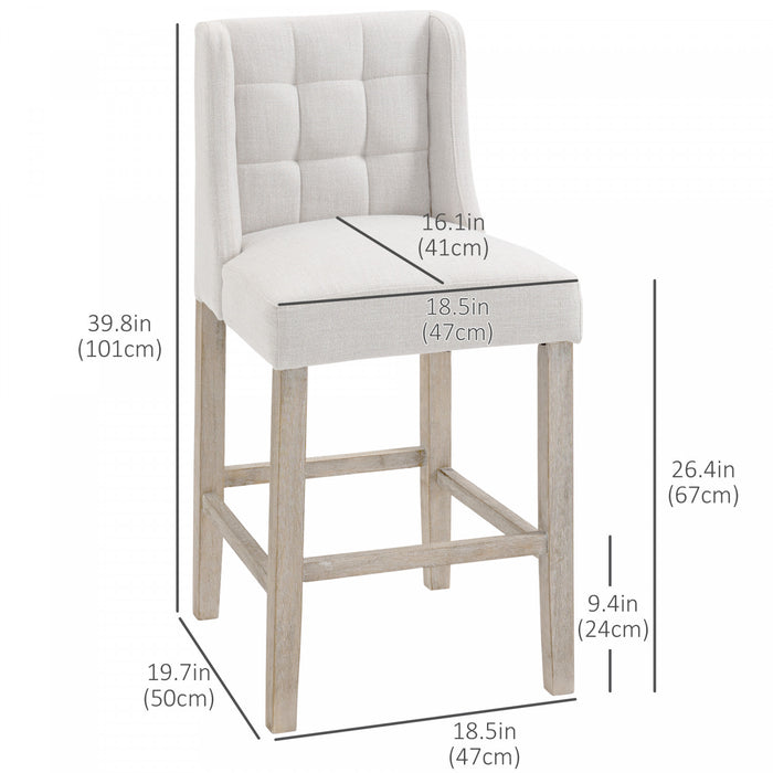 HOMCOM 2 Tabourets de Comptoir Moderne Tissu Beige