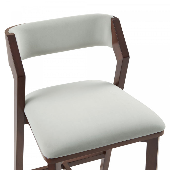 Tabouret de comptoir moderne en bois Patricia avec revetement en tissu blanc glacier - Lot de 3