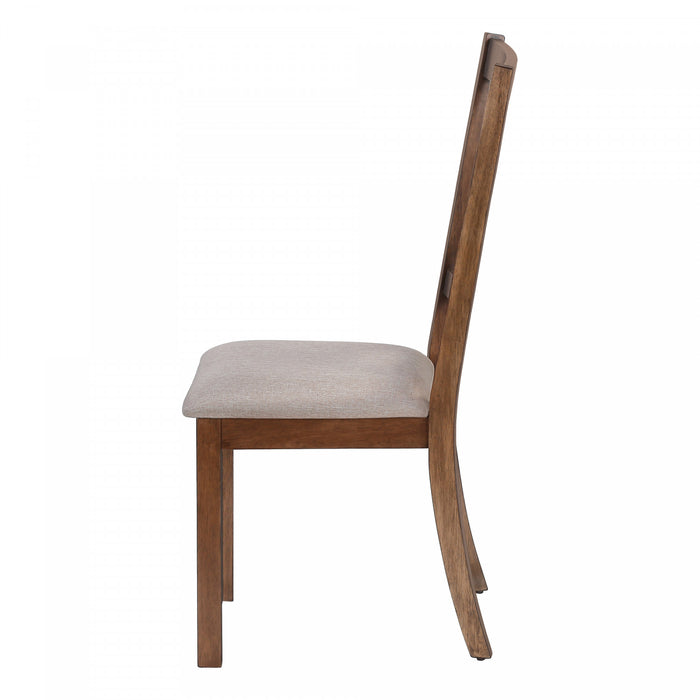 Ensemble de 2 chaises de salle à manger de style transitionnel avec tissu brun et armature en bois noyer pour la cuisine et la salle à manger