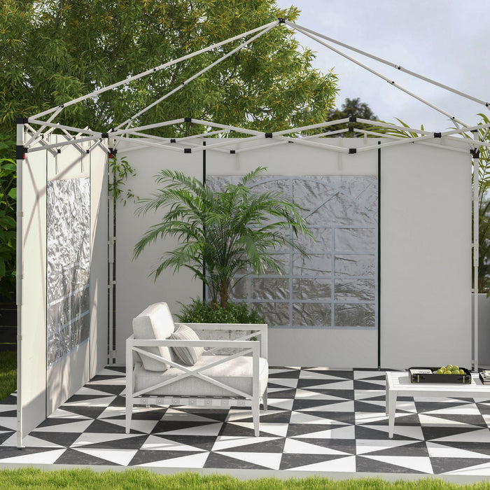 Outsunny Parois Laterales D'auvent Instantane Avec Fenetres Et Portes, Pour Auvent Pop-up De 10' X 10' Ou 10' X 20', Remplacement Des Murs D'auvent, 2 Pieces, Blanc