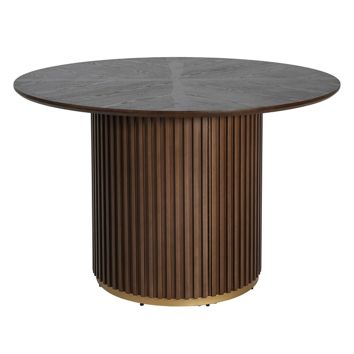 Table a manger ronde a piedestal Cove 47,25 pouces pour 4 a 5 personnes, brun