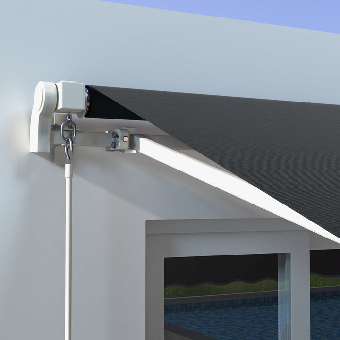 Outsunny Auvent Retractable 10' X 8' Avec Lumieres Led, Uv40+, Gris Fonce