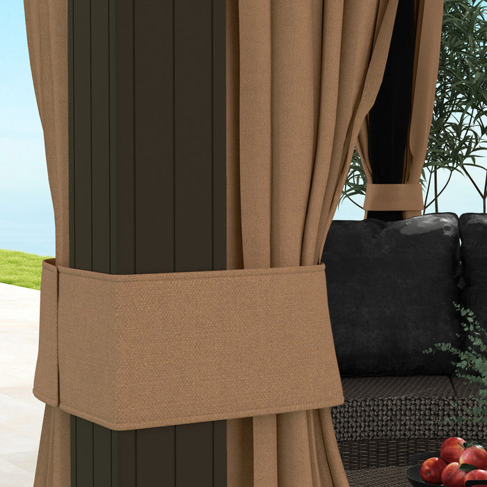 Outsunny Abri De Jardin De Luxe A Toit Rigide De 10 Pi X 12 Pi Avec Rideaux Et Filet, Cafe