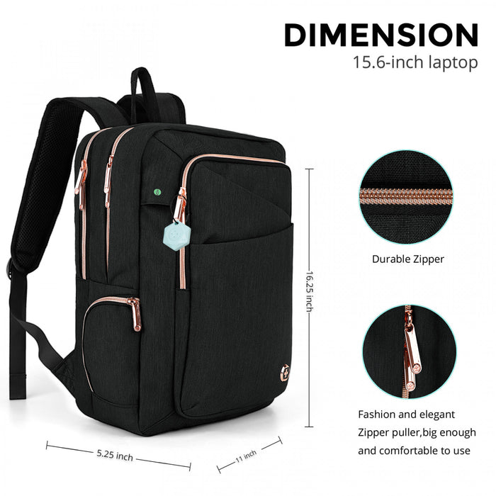 Sac a dos intelligent Swissdigital Design KATY ROSE - Rucksack avec port de chargement integre - Noir